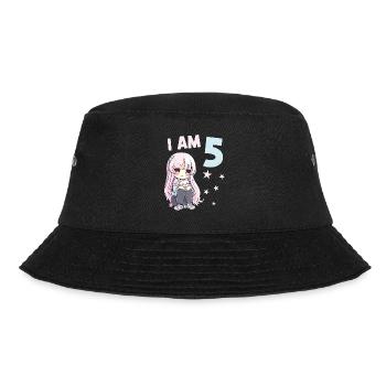 5 Years Girl Anime Kawaii Cat 5th Birthday - Bucket Hat - black - Front - Lela (165cm)