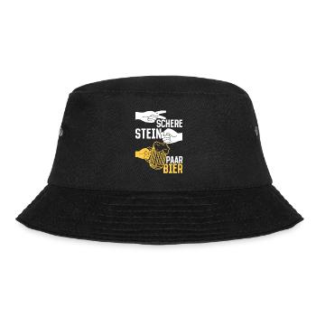 Schere, Stein, Paar, Bier - das perfekte Outfit - Bucket Hat - Schwarz - Vorne - Lela (165cm)