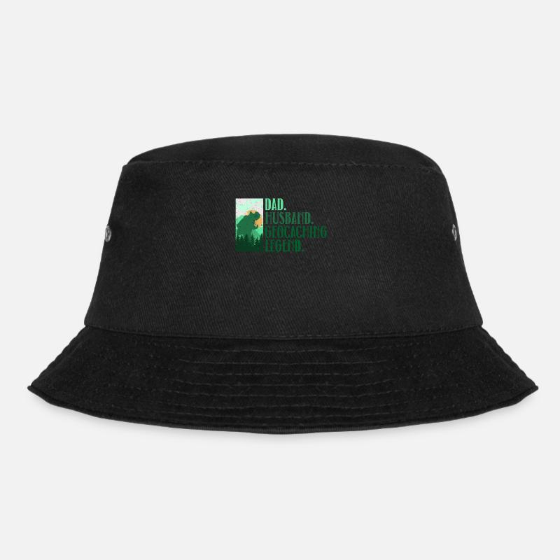 Father. Husband. Geocaching legend. - Geocaching - Bucket Hat - black