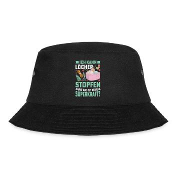 ich kann löcher stopfen und was ist deine superkra - Bucket Hat - Schwarz - Vorne - Lela (165cm)