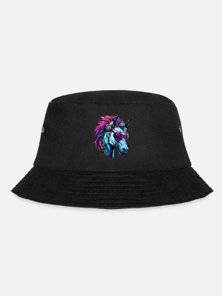 Cool Einhorn-Zweihorn - Cyberpunk Stil - Bucket Hat - Schwarz