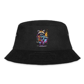 Waschbär mit Laserpistole - Bucket Hat - Schwarz - Vorne - Lela (165cm)
