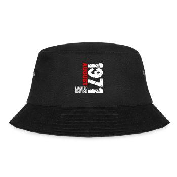 1971 August Limited Edition 52. Geburtstag Outfit - Bucket Hat - Schwarz - Vorne - Lela (165cm)