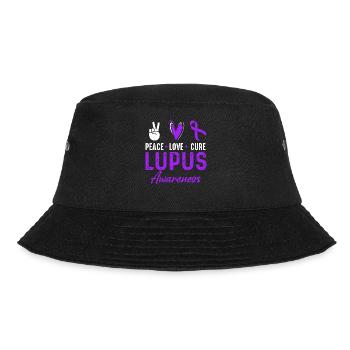 Peace Love Cure Lupus Awareness Month Purple - Bucket Hat - Schwarz - Vorne - Lela (165cm)