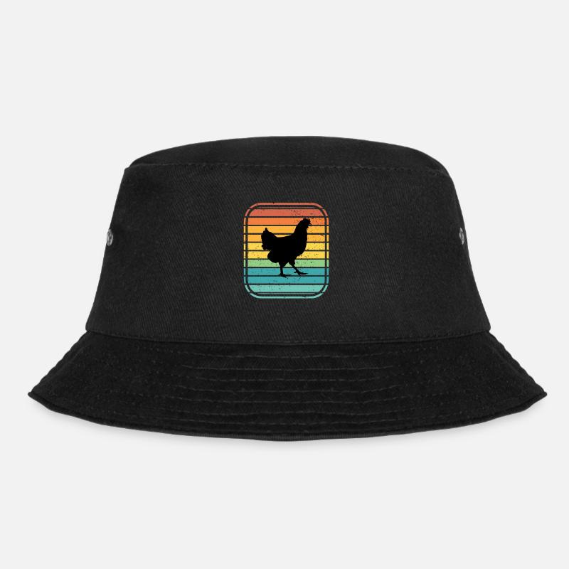 Huhn Hühner Hahn Bauer Retro Bauernhof Geschenk - Bucket Hat - Schwarz