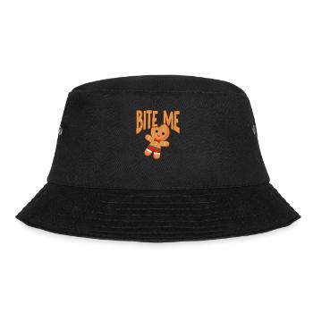Bite Me Gingerbread Man Funny Christmas Cookie - Bucket Hat - Schwarz - Vorne - Lela (165cm)