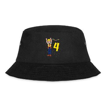 Mit Bauarbeiter - Jungs Geburtstag 4 Jahre - Bucket Hat - Schwarz - Vorne - Lela (165cm)