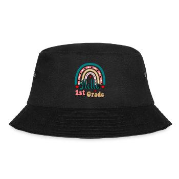 Hallo 1. Klasse Zurück zur Schule Erster Tag - Bucket Hat - Schwarz - Vorne - Lela (165cm)