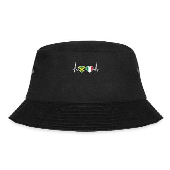 Jamaika Italien Vintage Herzschlag Flagge - Bucket Hat - Schwarz - Vorne - Lela (165cm)