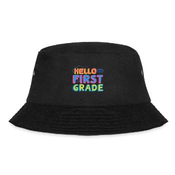 Hallo 1. Klasse Zurück zur Schule Erster Tag - Bucket Hat - Schwarz - Vorne - Lela (165cm)