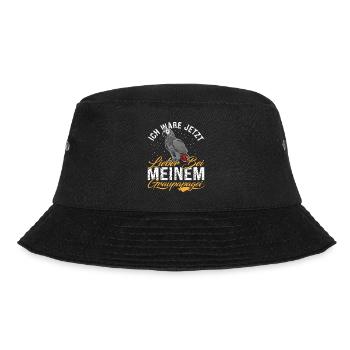 African Grey Ich wäre jetzt lieber bei meinem - Bucket Hat - Schwarz - Vorne - Lela (165cm)