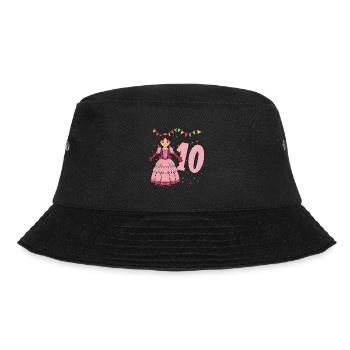 With princess - girl birthday 10 years - Bucket Hat - black - Front - Lela (165cm)