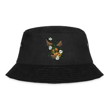 Gitarre mit Blumen und Schmetterlinge - Bucket Hat - Schwarz - Vorne - Lela (165cm)