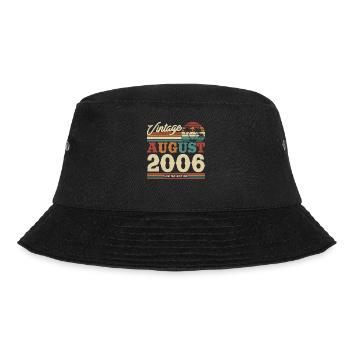 Vintage Geburtstagsgeschenk August 2006 - Bucket Hat - Schwarz - Vorne - Lela (165cm)