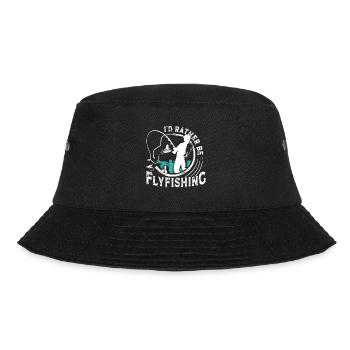Fliegenfischen I´d rather be Flyfishing Angeln - Bucket Hat - Schwarz - Vorne - Lela (165cm)