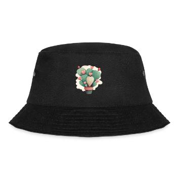 Niedliche Kaktusherz-Wüsten-Sukkulenten-Liebhaberpflanze - Bucket Hat - Schwarz - Vorne - Lela (165cm)