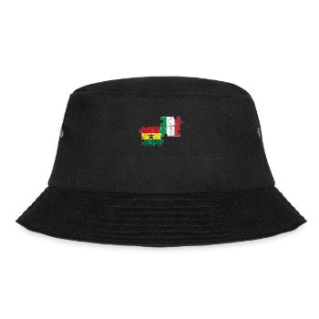 Ghana Italien Vintage Flagge Italienisch Ghanaer - Bucket Hat - Schwarz - Vorne - Lela (165cm)