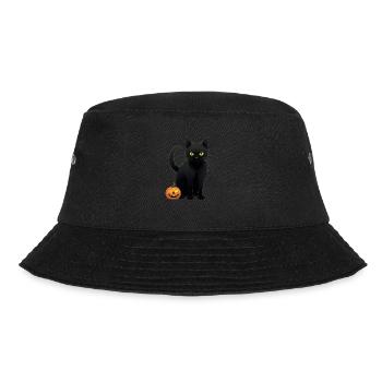 Ghoulish Halloween: Black Cat with Pumpkin - Bucket Hat - black - Front - Lela (165cm)