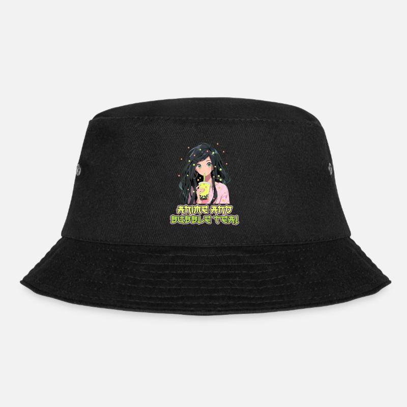 Anime and Boba Bubble Tea - Bucket Hat - Schwarz