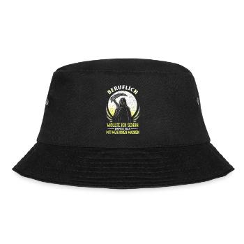 wollte ich schon immer was mit Menschen machen - Bucket Hat - Schwarz - Vorne - Lela (165cm)