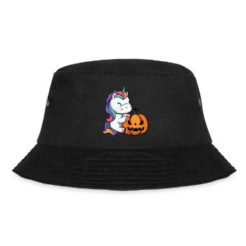 Süßes Halloween-Einhorn mit Kürbis - Bucket Hat - Schwarz - Vorne - Lela (165cm)
