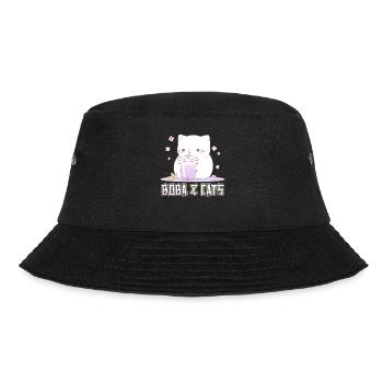Boba and Cats Katze die Bubble Tee Mädchen Anime - Bucket Hat - Schwarz - Vorne - Lela (165cm)