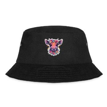Kuh Kuhkopf Kühne Landwirtschaft Kälbchen - Bucket Hat - Schwarz - Vorne - Lela (165cm)