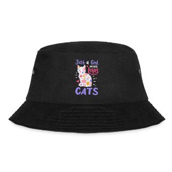 Katze Nur ein Mädchen, das Katzen liebt Geschenk für Katzenliebhaber - Bucket Hat - Schwarz - Vorne - Lela (165cm)