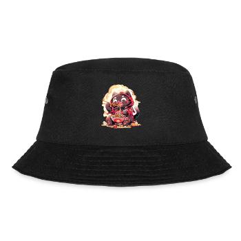 Anime Manga Kawaii Cat Eats Ramen Noodles - Bucket Hat - black - Front - Lela (165cm)
