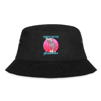 Chinese Crested Oma | Chinesischer Schopfhund - Bucket Hat - Schwarz - Vorne - Lela (165cm)