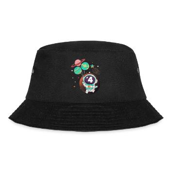 Kids 4th Birthday Astronaut 4 Year Old Birthday - Bucket Hat - black - Front - Lela (165cm)