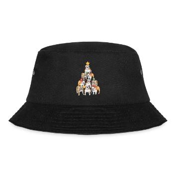Englische Bulldogge Weihnachtsbaum Hund Weihnacht - Bucket Hat - Schwarz - Vorne - Lela (165cm)
