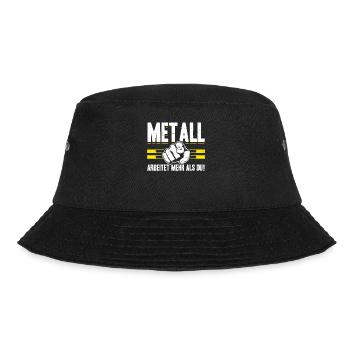 Metall arbeitet mehr als du - Handewrk Outfit - Bucket Hat - Schwarz - Vorne - Lela (165cm)
