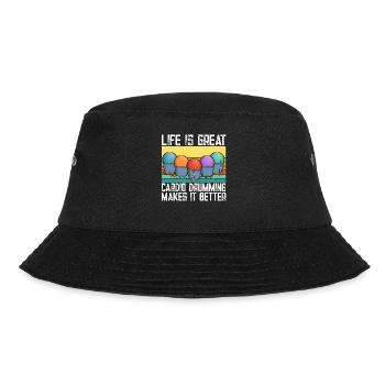 Cardio Drumming Fitnessstudio Fitnesskurs Workout - Bucket Hat - Schwarz - Vorne - Lela (165cm)