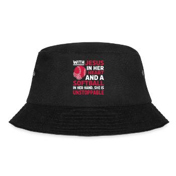Jesus In Ihrem Herzen Softball Pitcher Athleten - Bucket Hat - Schwarz - Vorne - Lela (165cm)