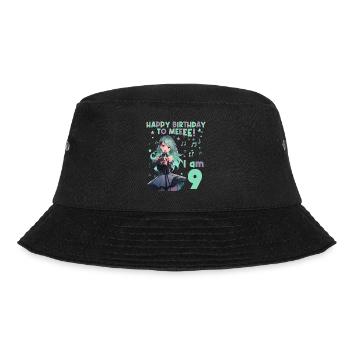 Anime Mandga K-Pop KPop Girl 9th Birthday - Bucket Hat - black - Front - Lela (165cm)