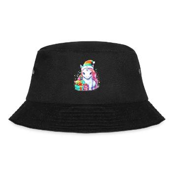 Unicorn Graphics - Niedliche Einhorn-Weihnachten - Bucket Hat - Schwarz - Vorne - Lela (165cm)