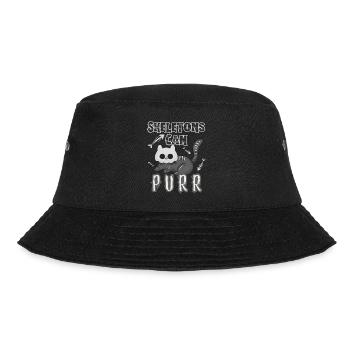"Skeletons can purr", fun cute mummy cat - Bucket Hat - black - Front - Lela (165cm)