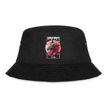Tokio Asien 80er Japanischer Retro Drache Drachen - Bucket Hat - Schwarz - Vorne - Lela (165cm)