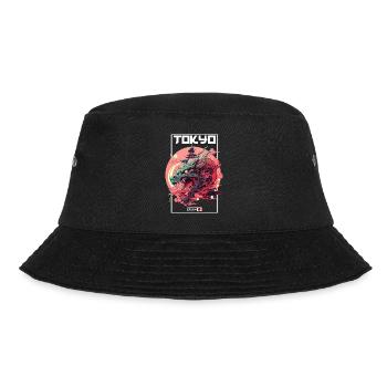 Tokio Asien 80er Japanischer Retro Drache Drachen - Bucket Hat - Schwarz - Vorne - Lela (165cm)