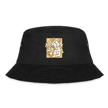 Kitsune Japan Anime Kawaii Banana Milk - Bucket Hat - black - Front - Lela (165cm)