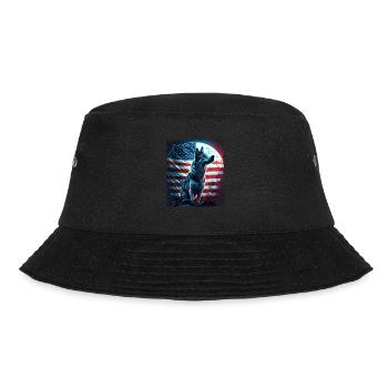 America dog under Moon with American Flag - Bucket Hat - black - Front - Lela (165cm)