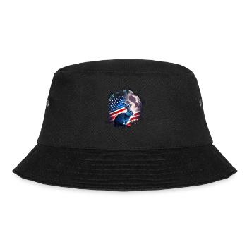 America rabbit under Moon with American Flag - Bucket Hat - black - Front - Lela (165cm)