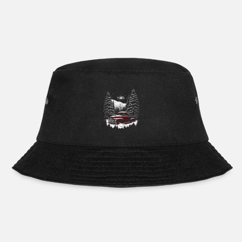 Nostalgische Weihnachtsstimmung: Oldtimer-Truck - Bucket Hat - Schwarz
