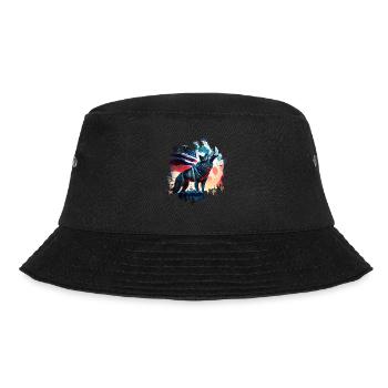 America wolf under Moon with American Flag - Bucket Hat - Schwarz - Vorne - Lela (165cm)