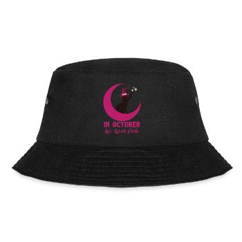In October We Wear Pink Cat Breast Cancer Awarenes - Bucket Hat - black - Front - Lela (165cm)