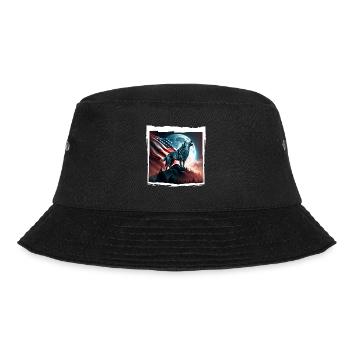America wolf under Moon with American Flag - Bucket Hat - Schwarz - Vorne - Lela (165cm)