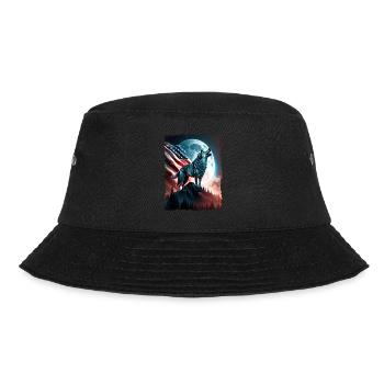 America wolf under Moon with American Flag - Bucket Hat - Schwarz - Vorne - Lela (165cm)