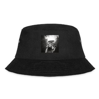 Funny Frightened Raccoon Selfie UFO Alien - Bucket Hat - black - Front - Lela (165cm)