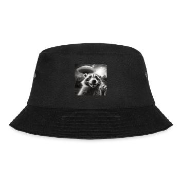 Funny Frightened Raccoon Selfie UFO Alien - Bucket Hat - black - Front - Lela (165cm)